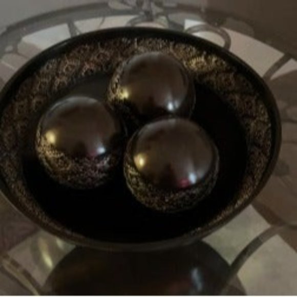 Home Decor Decorative Bowl with Orbs Set - Centerpiece Table Decorations Coffee - Picture 1 of 1